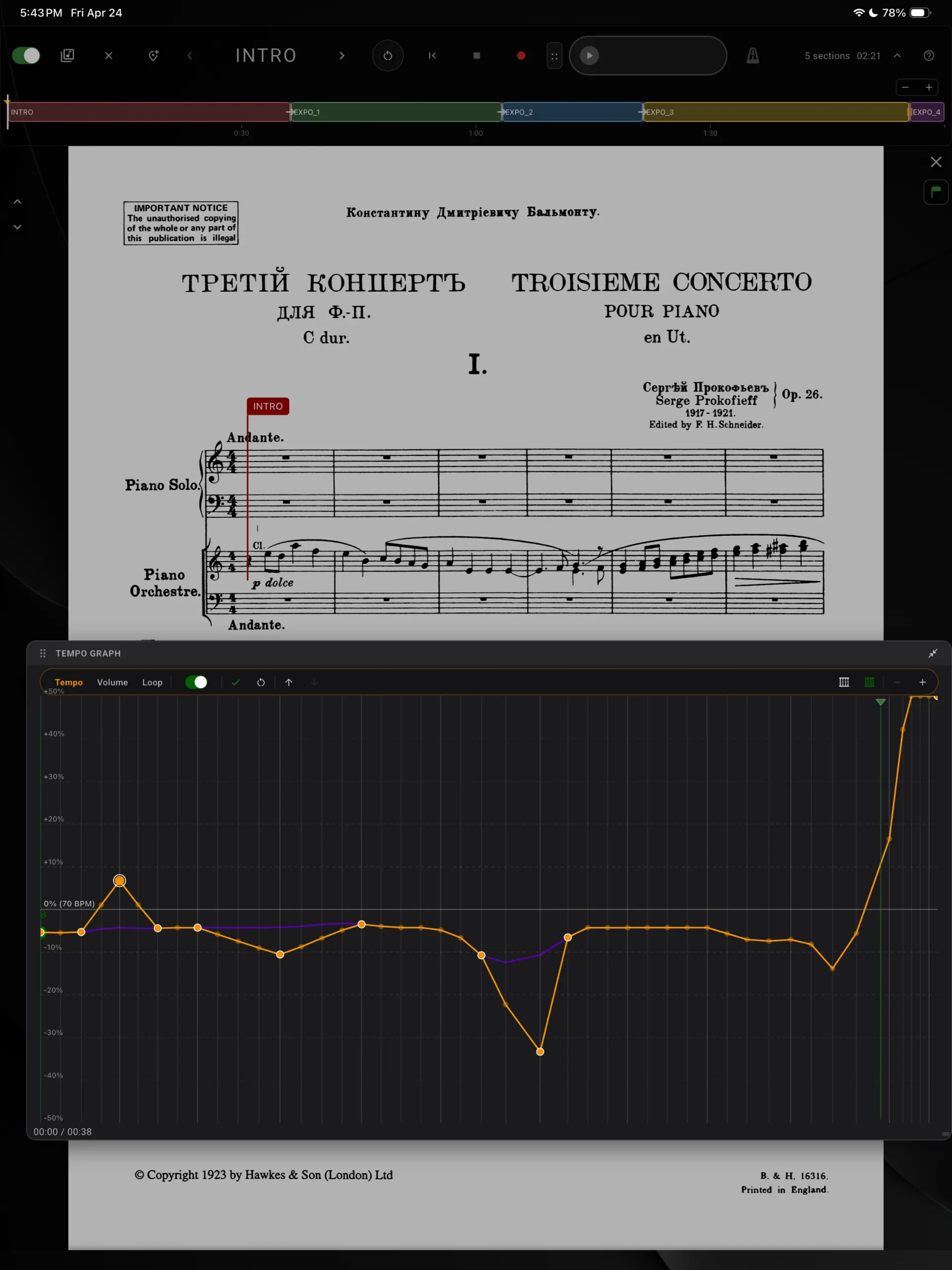 GPhil tempo and volume curve editor